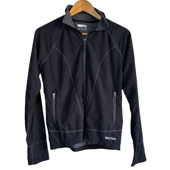 MARMOT Womens Full Zip Jacket Small Black Perforated Lightweight Running Outdoor - Picture 1 of 13